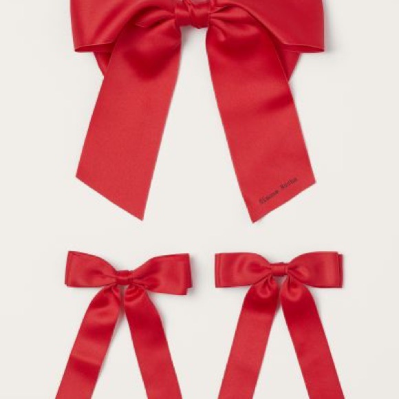 Simone Rocha H&M 3-pack Bow Hair Clips RED - Picture 1 of 8